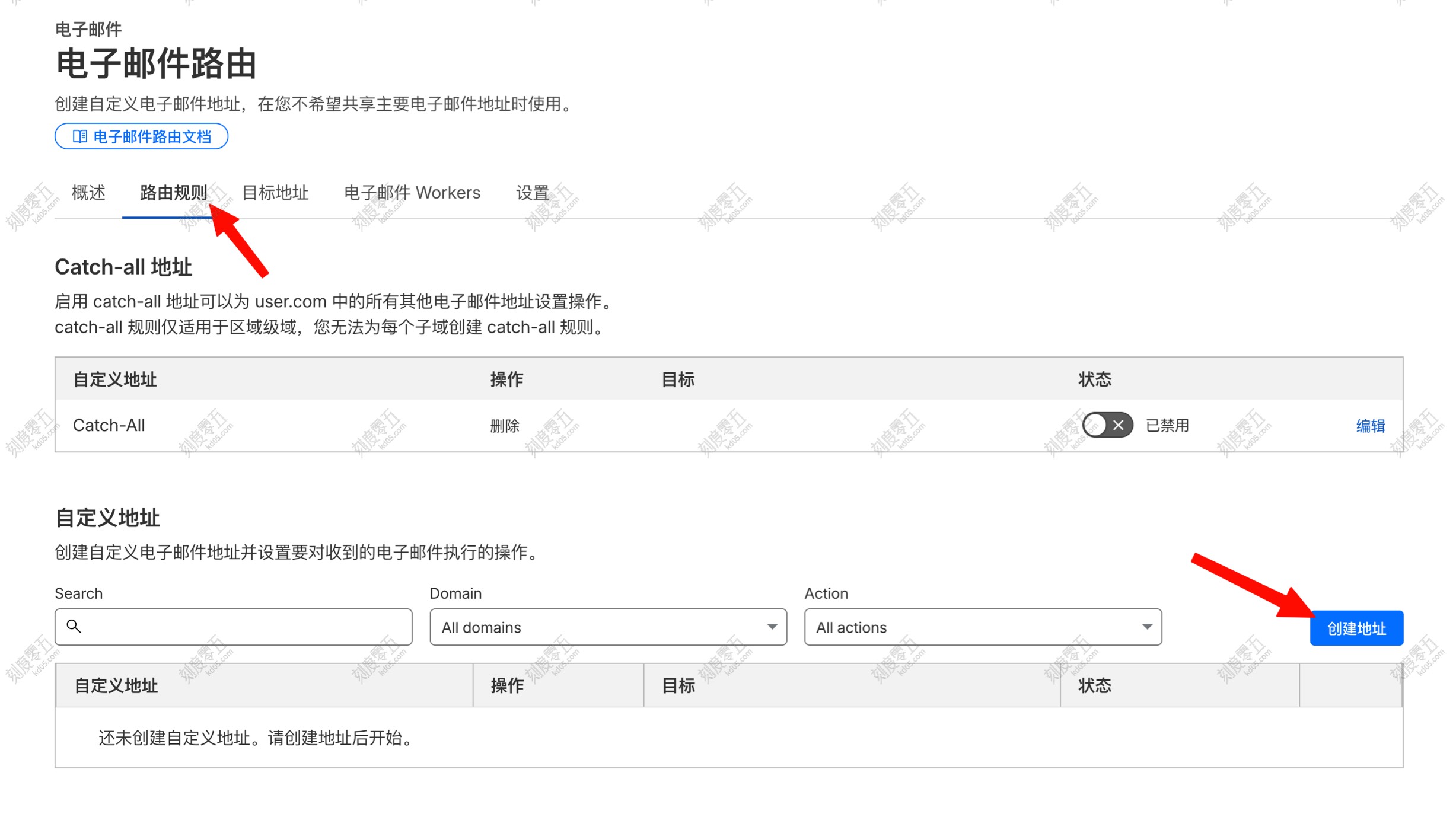 添加邮件路由规则