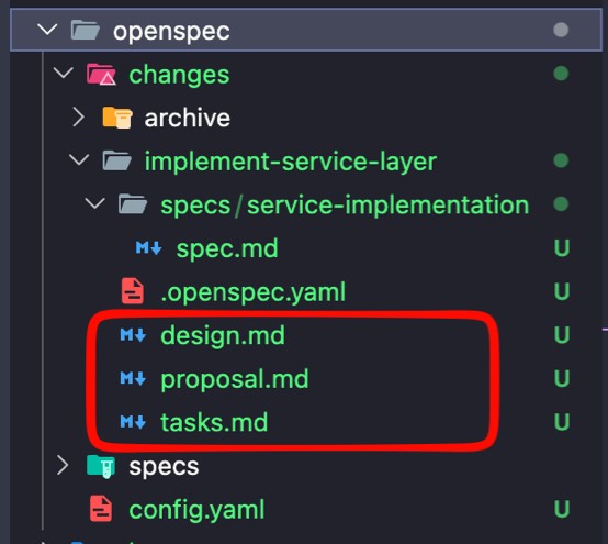 proposal.md、design.md、tasks.md